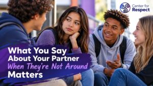 Friends talking together about relationship integrity and treating partners with respect.