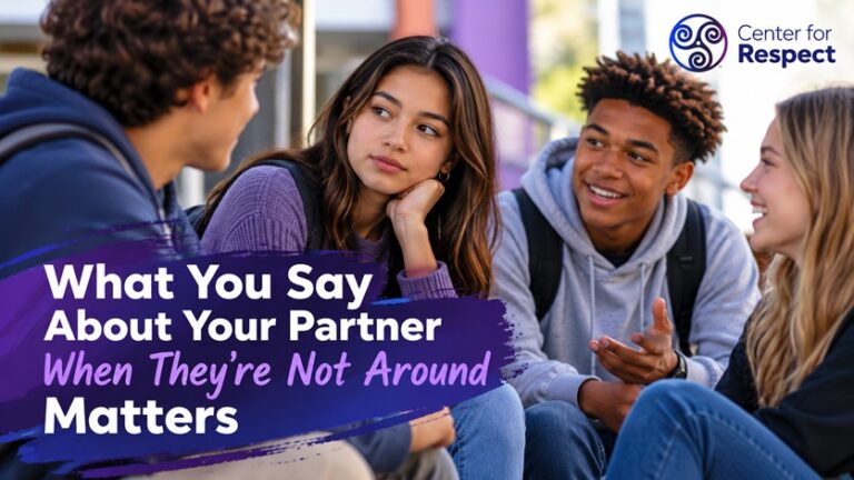 Friends talking together about relationship integrity and treating partners with respect.